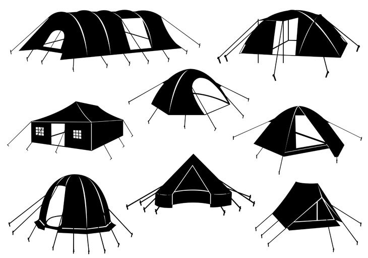 Set Of Tents On White Background