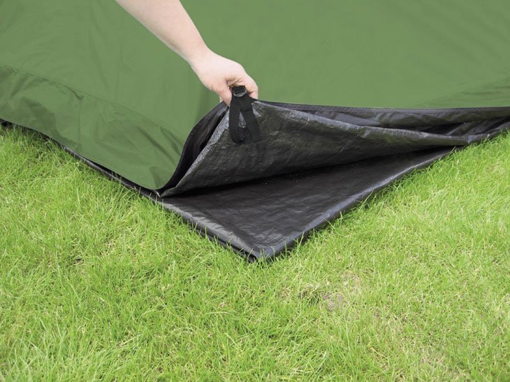 A Tent Footprint Under Camping Tent At Campsite
